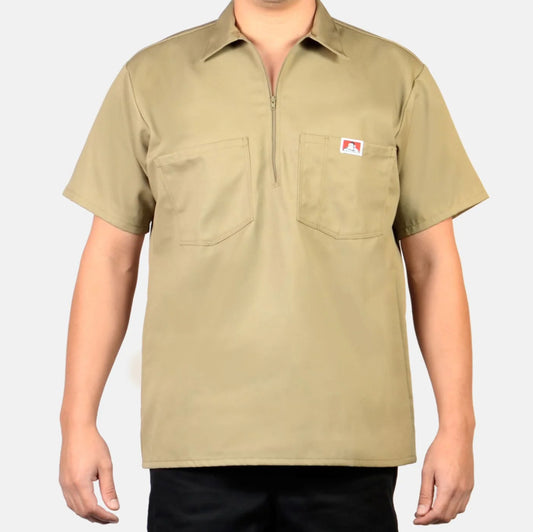 Short Sleeve Solid 1/2 Zip Shirt